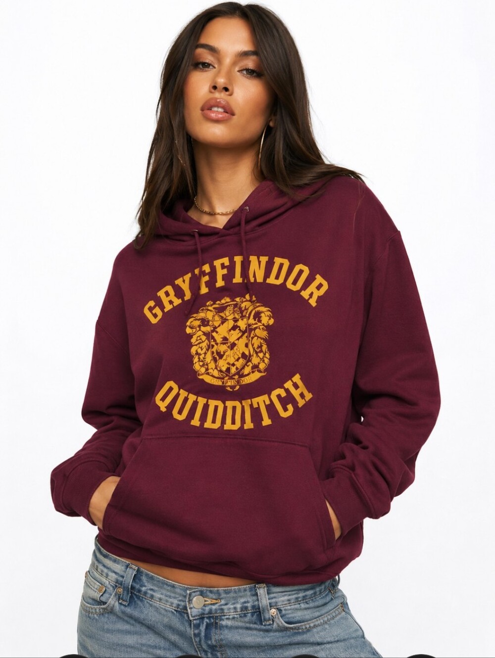 Harry Potter Gryffindor Quidditch burgundy Fleece hoodie. Unisex. Sz M